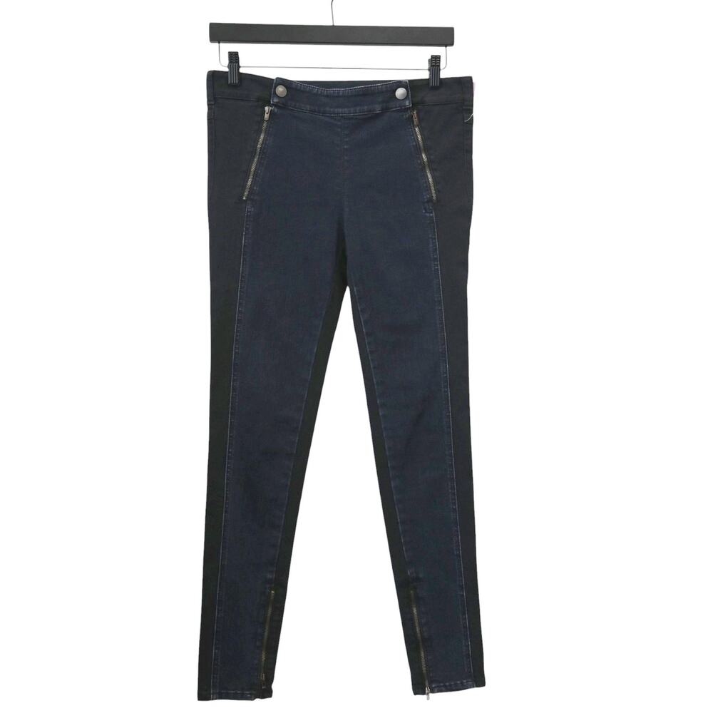 Stella McCartney Black Blue Paneled Zipper Skinny Jeans Size 28 US 6